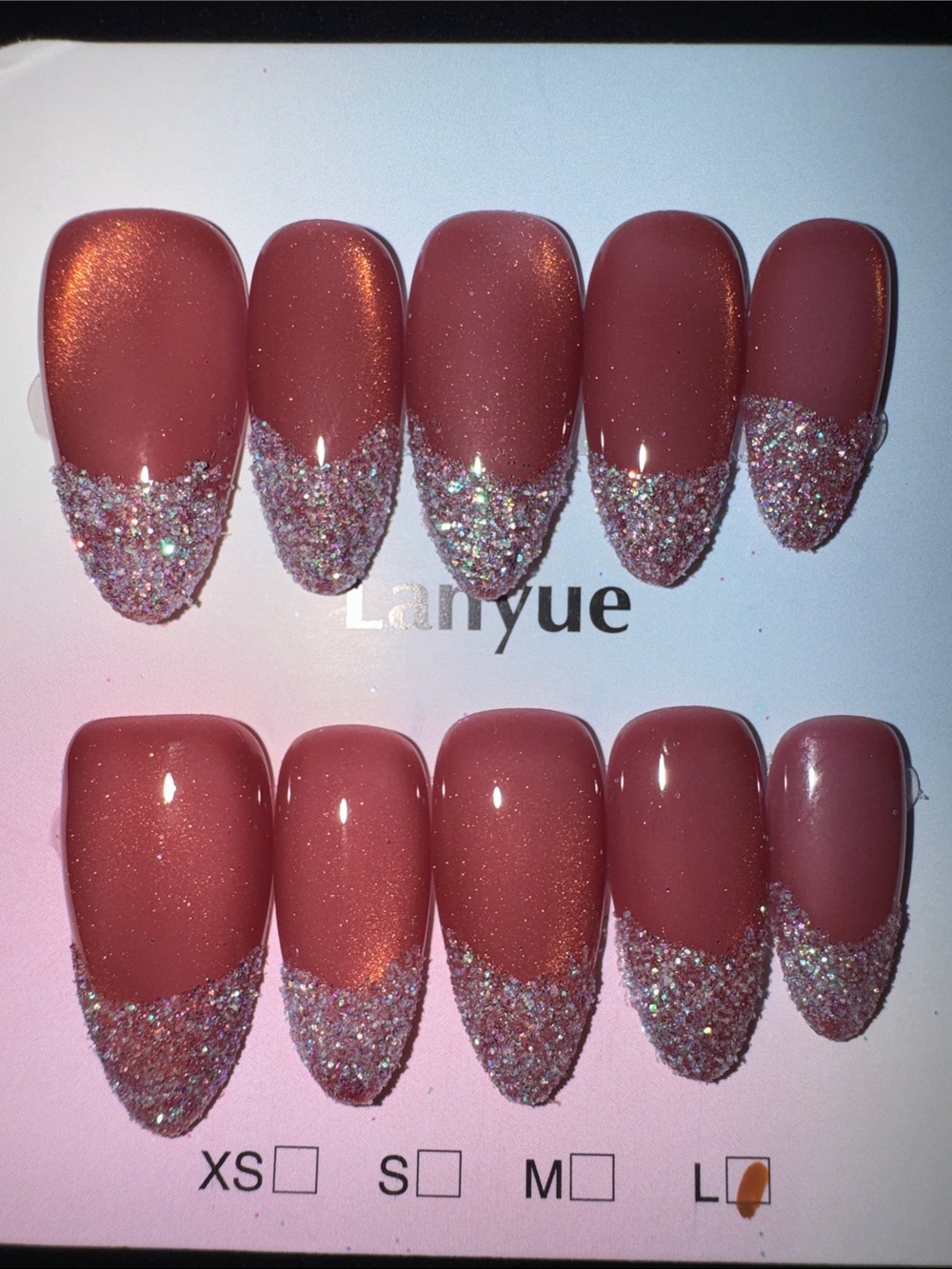Mauve Pink Sugar French Tip Press-On Nails